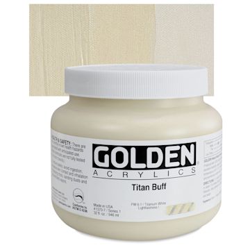 Open in modal - Golden Heavy Body Artist Acrylic - Titanium Buff, 32 oz Jar and swatch