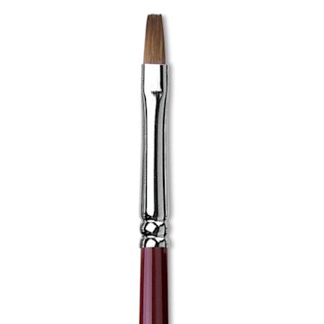 Open in modal - Da Vinci Kolinsky Red Oil Sable Brush - Bright, Long Handle, Size 4 close up