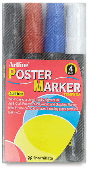 Artline Poster Markers 4 mm Tip, Primary Colors BLICK Art Materials