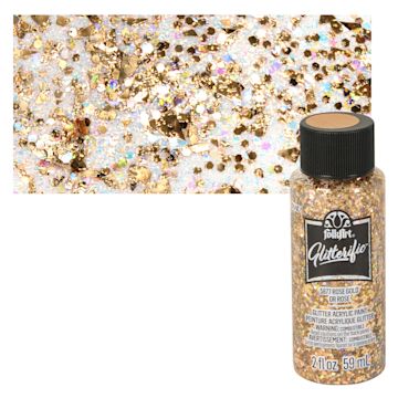 Open in modal - FolkArt Glitterific Acrylic Paint - Rose Gold - Bottle and Swatch