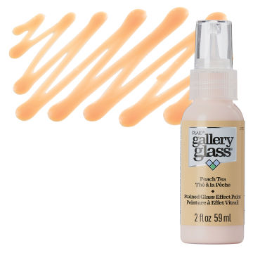 Gallery Glass Paint - Peach Tea, 2 oz swatch with bottle