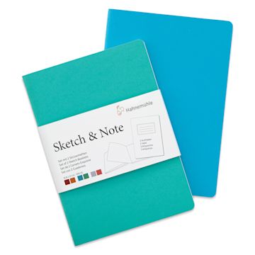 Open in modal - Hahnemühle Sketch and Note Booklets - Blue and Green, 5.83" x 8.27", Pkg of 2
