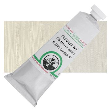 Open in modal - Old Holland Classic Oil Color - Cremnitz White, 40 ml tube and swatch