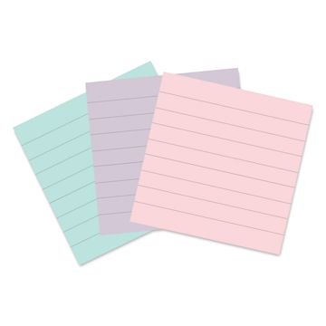 Open in modal - Post-it Recycled Super Sticky Notes - Wanderlust Pastels Collection, 4" x 4", Pkg of 3, Lined. fanned out
