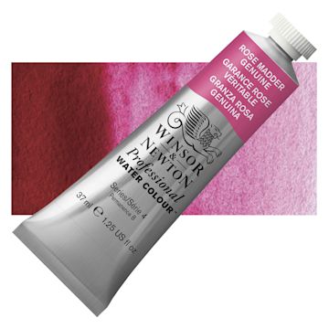 Open in modal - Winsor & Newton Professional Watercolor - Rose Madder Genuine, 14 ml Tube and swatch