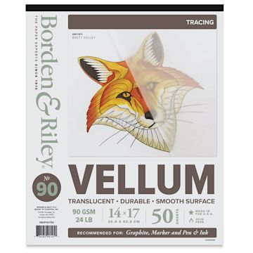 Open in modal - Borden & Riley #90 Vellum Tracing Paper Pad - 14" x 17", front cover