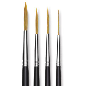 Utrecht Synthetic Sablette Brushes - Closeup of 4 sizes of Rigger brushes