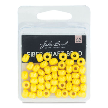 John Bead Fiber Craft Glass Beads - Front of package of Yellow Beads