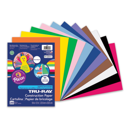 Pacon Tru-Ray Construction Paper - 9'' x 12'', Assorted, 50 Sheets