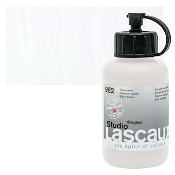 Open in modal - Lascaux Studio Acrylic - Titanium White, 85 ml bottle and swatch