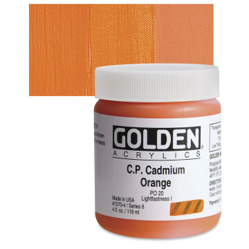 Golden Heavy Body Artist Acrylics - Cadmium Orange, 4 oz Jar