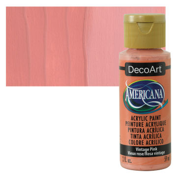 DecoArt Americana Acrylic Paint - Vintage Pink, 2 oz, Swatch with bottle