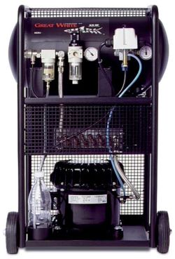 Iwata Great White Air Compressor - front view showing gauges