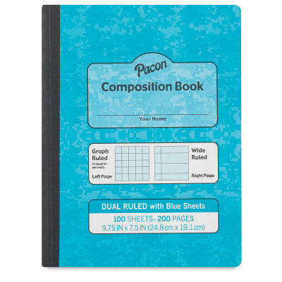 Pacon Dual Ruled Composition Books - Front cover of Blue toned book
