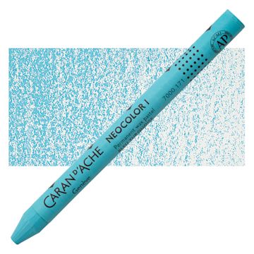 Open in modal - Caran d'Ache Neocolor I Wax Pastel - Turquoise Blue pastel and swatch