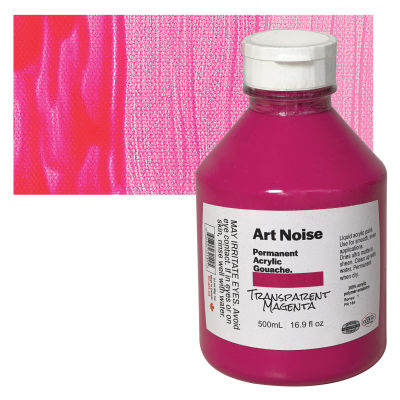 Tri-Art Art Noise Permanent Acrylic Gouache - Transparent Magenta, 500 ml, Bottle with Swatch