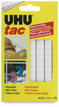 UHU Tac Removable Adhesive Putty - Front of Blister package of 2.1oz package of Putty