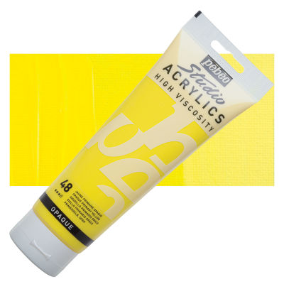 Pebeo High Viscosity Acrylics - Opaque Primary Yellow, 250 ml, Swatch with Tube