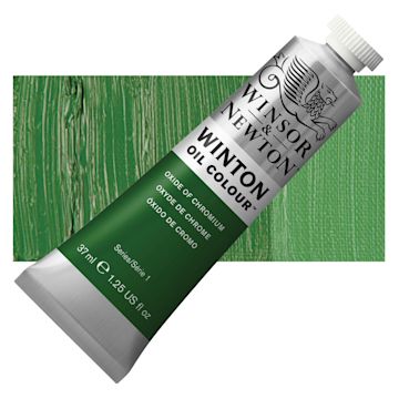 Open in modal - Winsor & Newton Winton Oil Color - Oxide of Chromium, 37 ml tube and swatch