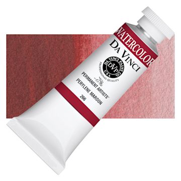 Open in modal - Da Vinci Artists' Permanent Watercolor - Perylene Maroon, 37 ml tube and swatch