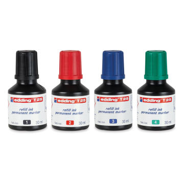 Edding Permanent Marker Refills - Four available colors in row
