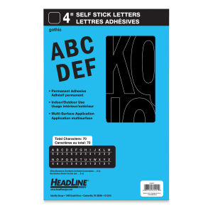 Headline Vinyl Letters and Numbers – 4” Letters, Gothic, Black