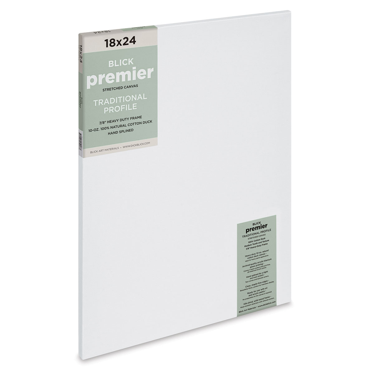 Blick Premier Stretched Cotton Canvas - Traditional Profile, Back-Stapled, 18 x 24