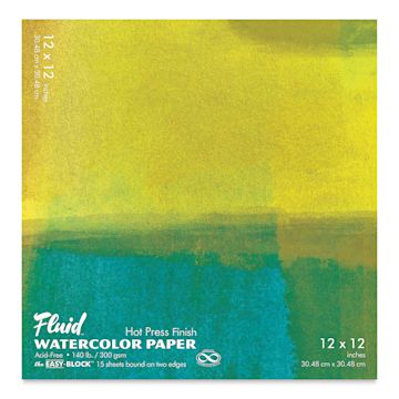 Open in modal - Fluid Easy-Block Watercolor Paper Block - 12" x 12", Hot Press, 15 Sheets