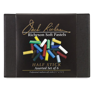 Half-Size Medium-Soft Pastel Sticks - Top view of package of Set of 6
