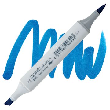 Open in modal - Copic Sketch Marker - Cyanine Blue B16 marker and swatch
