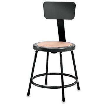 Open in modal - National Public Seating Corp. Fixed Height Stool -  24", with Backrest, Black