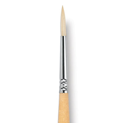 Escoda Clasico Chungking White Bristle Brush - Round, Long Handle, Size 4