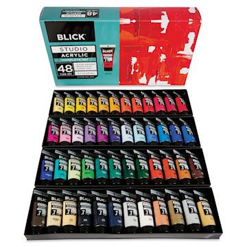 Open in modal - Blick Studio Acrylics - Set of 48 colors, 21 ml tubes, tubes in packaging
