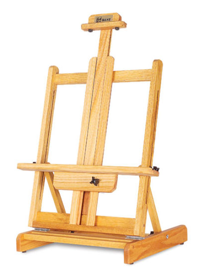 Best Deluxe Tabletop Easel - Slight Right angle view of Upright Easel with mast slightly extended