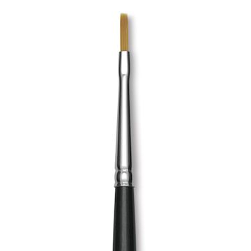 Open in modal - Trekell Synthetic Gold Taklon Brush - Flat, Short Handle, Size 0, close-up
