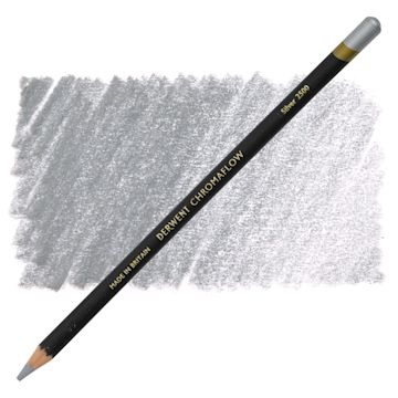 Open in modal - Derwent Chromaflow Colored Pencil - Silver, swatch and block
