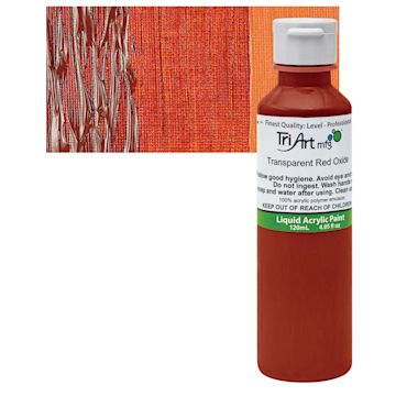 Open in modal - Tri-Art Liquid Artist Acrylic - Transparent Red Oxide, 120 ml bottle and swatch