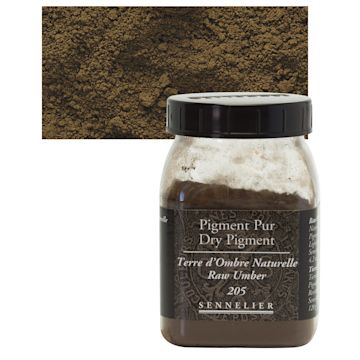 Open in modal - Sennelier Dry Pigment - Raw Umber, 120 g jar and swatch