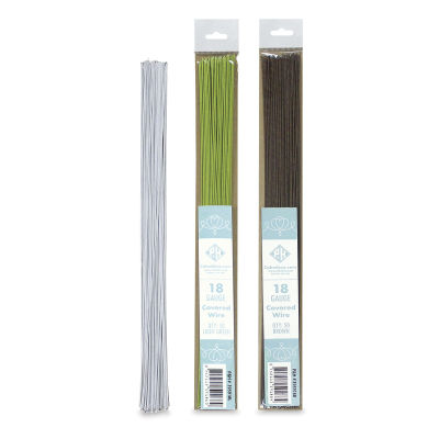 Floral Wire - White wires and Green and Brown packages shown upright
