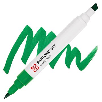Open in modal - Pantone Dual Tip Marker - 347, swatch and marker