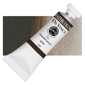 Open in modal - Da Vinci Artists' Permanent Watercolor - Sepia, 15 ml tube and swatch