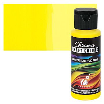 Open in modal - Chroma Craft Colors Acrylic Paint - Daffodil, swatch and bottle