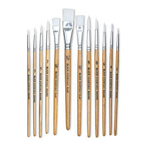 Blick Essentials Value Brush Set - Assorted Brushes, White Nylon, Set of 12