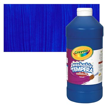 Open in modal - Crayola Artista II Liquid Washable Tempera - Blue, 32 oz bottle and swatch