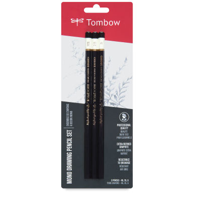 
Tombow Mono Professional Drawing Pencils -Front of package of Set of 3 Assorted Pencils