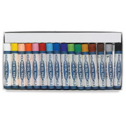 Holbein Academic Oil Pastel Sets - Set of 16 shown open in tray