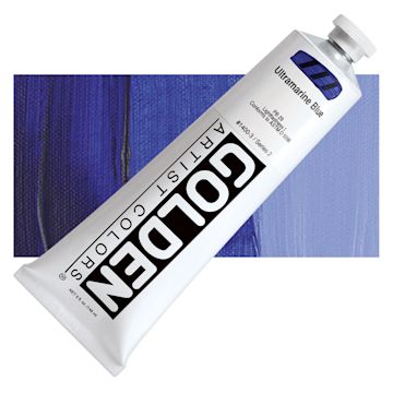 Open in modal - Golden Heavy Body Artist Acrylic - Ultramarine Blue, 5 oz Tube and swatch
