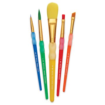 Open in modal - Royal & Langnickel Big Kid's Choice Lil' Grippers Synthetic Brushes - Filbert Variety, Set of 5