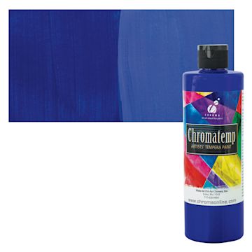 Open in modal - Chroma Chromatemp Artists' Tempera Paint - Ultramarine Blue, Pint and swatch