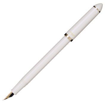 Open in modal - Sailor Fude De Mannen Fountain Pen - Pearl White, 40 Degree Nib, cap off